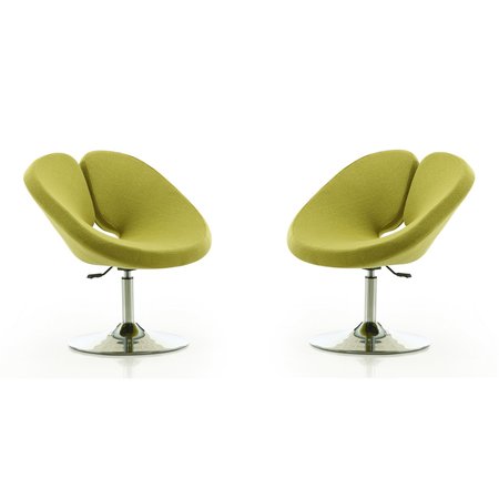 MANHATTAN COMFORT Perch Adjustable Chair in Green and Polished Chrome (Set of 2) 2-AC037-GR